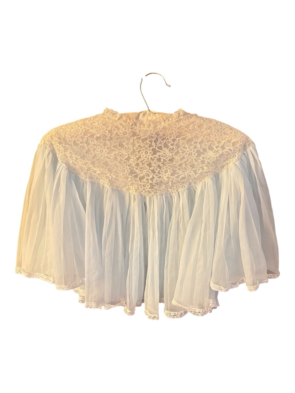 Evette Vintage Blue Lace Chiffon Capelet/Bedjacket - Size L-excellent condition - Picture 2 of 6